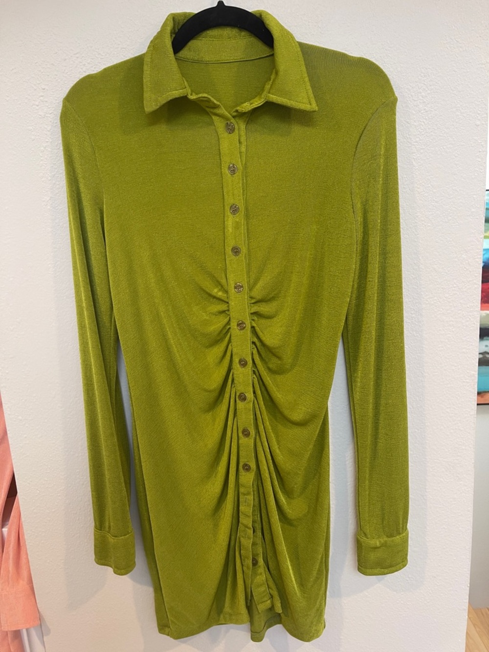 Miss Lola - Be My Muse Women’s Collared Button-Front Top in Olive Green